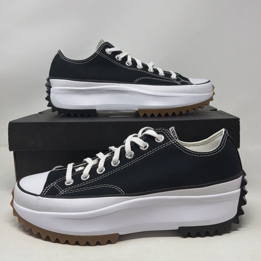 Converse Run Star Hike Low Platform Black White Gum Men 9 Women 10.5 168816C